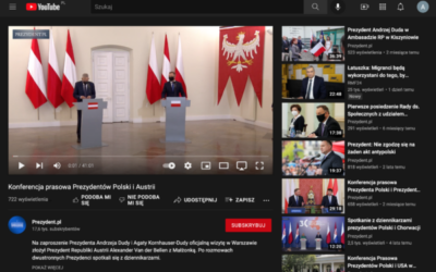Podium with microphone for the President of Poland